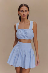 Gretel Sleeveless Crop Top Blue Pinstripe