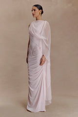Amandine Ruched Slinky Maxi Dress Pale Pink