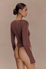 Elsie Shoulder Pad Bodysuit Chocolate
