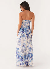 Tayla Linen Maxi Dress Serene Sky Floral