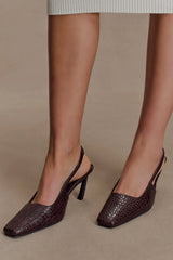 Maren Faux Leather Crocodile Heel Chocolate
