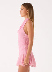 Kellsa Cowl Neck Mini Dress Pink