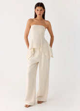 Delong Low Rise Linen Pants Oatmeal