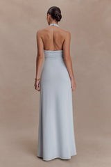 Veda Slinky Halter Maxi Dress Pale Blue
