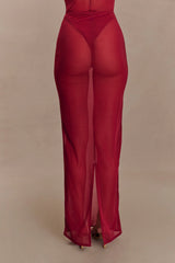Aoife Mesh Maxi Skirt Raspberry