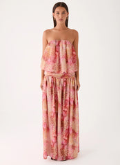 Lioras Strapless Maxi Dress Botanic Cheetah