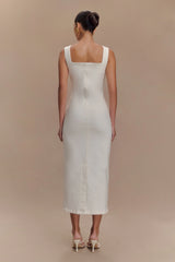 Reyna Denim Midi Dress White