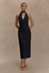 Simona Halter Neck Midi Dress Black