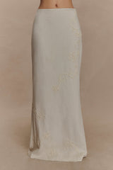 Casey Linen Embroidered Maxi Skirt Natural