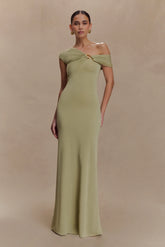 Ashford Asymmetrical Slinky Maxi Dress Sage