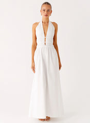 Figaro Halter Maxi Dress White