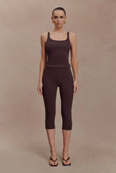 Blanca Stretch Crepe Capri Pants Chocolate
