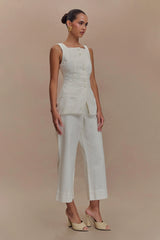 Kaitlyn Cropped Wide Leg Jeans White