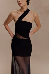 Vashti Cut Out Mesh Maxi Dress Black