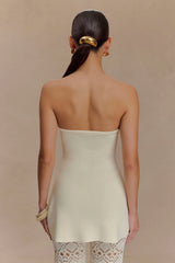 Anette Bandage Knit Strapless Top Ivory
