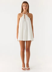 Soft Breeze Linen Mini Dress White
