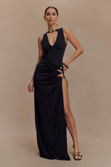 Kaiden Slinky Beaded Maxi Dress Black