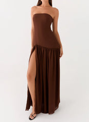 Eden Strapless Maxi Dress Brown