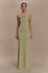 Ashford Asymmetrical Slinky Maxi Dress Sage