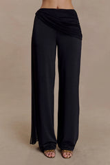 Aspyn Slinky Gathered Wide Leg Pants Black