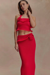 Samira Halter Knit Twist Top Red