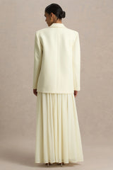 Spencer Cream Chiffon Pleated Maxi Skirt