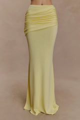 Irene Gathered Knit Maxi Skirt Lemon