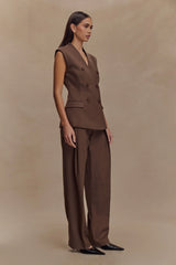 Penelope Suiting Sleeveless Blazer Chocolate