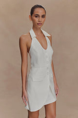 Ruth Cotton Halter Mini Dress Ivory