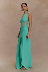 Jonna Chiffon And Mesh Maxi Dress Lagoon