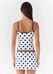 Elliot Top Porcelain Blue Polka Dot
