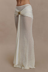 Mania Crochet Maxi Skirt With Hardware Ivory