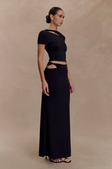 Haven Slinky Twist Midi Skirt Black