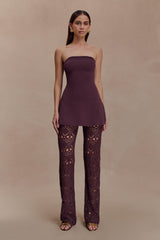 Anette Bandage Knit Strapless Top Chocolate