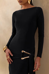 Astrielle Black Wide Neck With Gold Detail And Sash