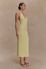 Ovina Halter Neck Knit Midi Dress Lemon