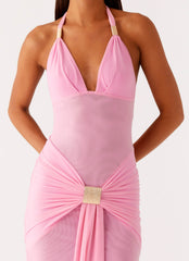 Miyah Halter Hardware Maxi Dress Baby Pink