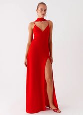 Yorke Scarf Maxi Dress Raspberry Red