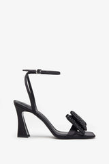 Headlines Black Ankle Strap Heeled Sandals With Diamante Bows