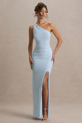 Dressing Up Powder Blue One Shoulder Maxi Dress With Open Back Detail