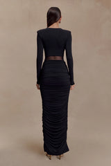 Louanne Slinky Long Sleeve Maxi Dress Black