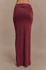 Judy Slinky And Mesh Maxi Skirt Wine