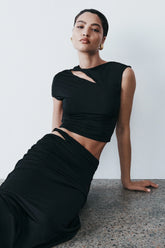 Haven Slinky Twist Midi Skirt Black