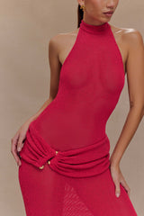 Reece Halter Knit Maxi Dress Dragonfruit