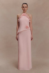 Melissa Chiffon Flower Maxi Dress Baby Pink