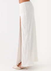 Griff Low Rise Jacquard Maxi Skirt White