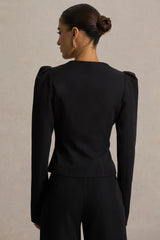 Olympia Black Sweetheart Neck Tailored Top
