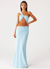 Cindelle One Shoulder Maxi Dress Turquoise