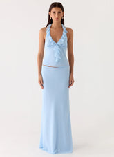 Star Girl Chiffon Maxi Skirt Blue