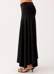 Liana Ruched Maxi Skirt Black
